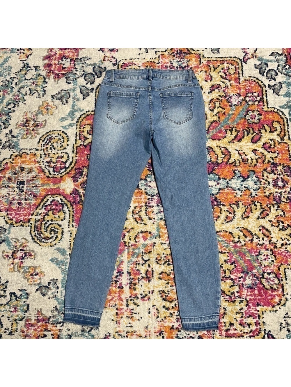 Cred NY Women's Blue Skinny Jeans Distressed Two Tone Style - Picture 2 of 3